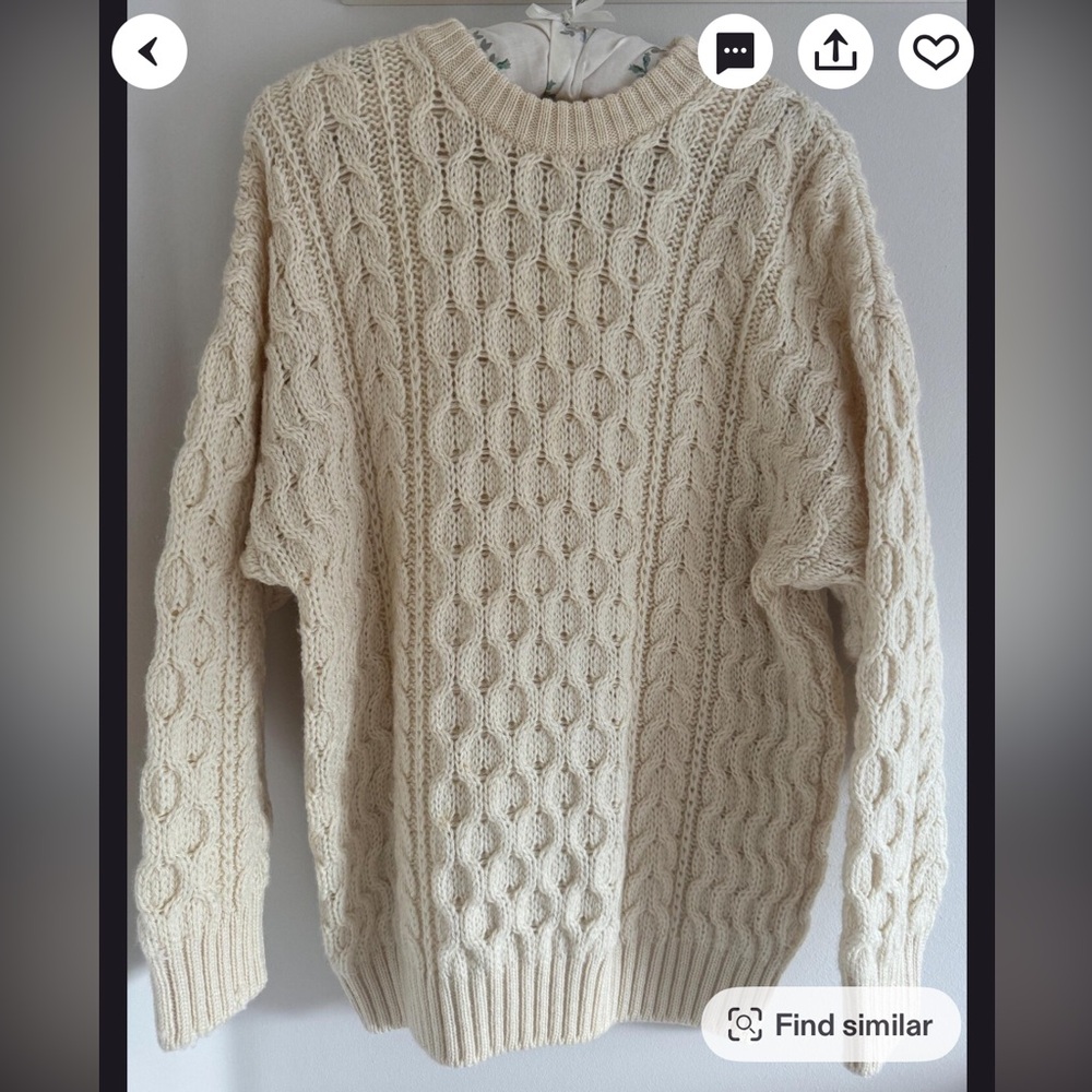 Vintage Aran Islands Hand Knit Pure British Wool Sweater